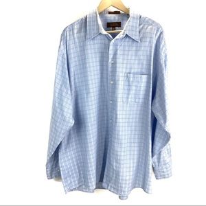 Tasso Elba Windowpane Button Down Dress Shirt XL